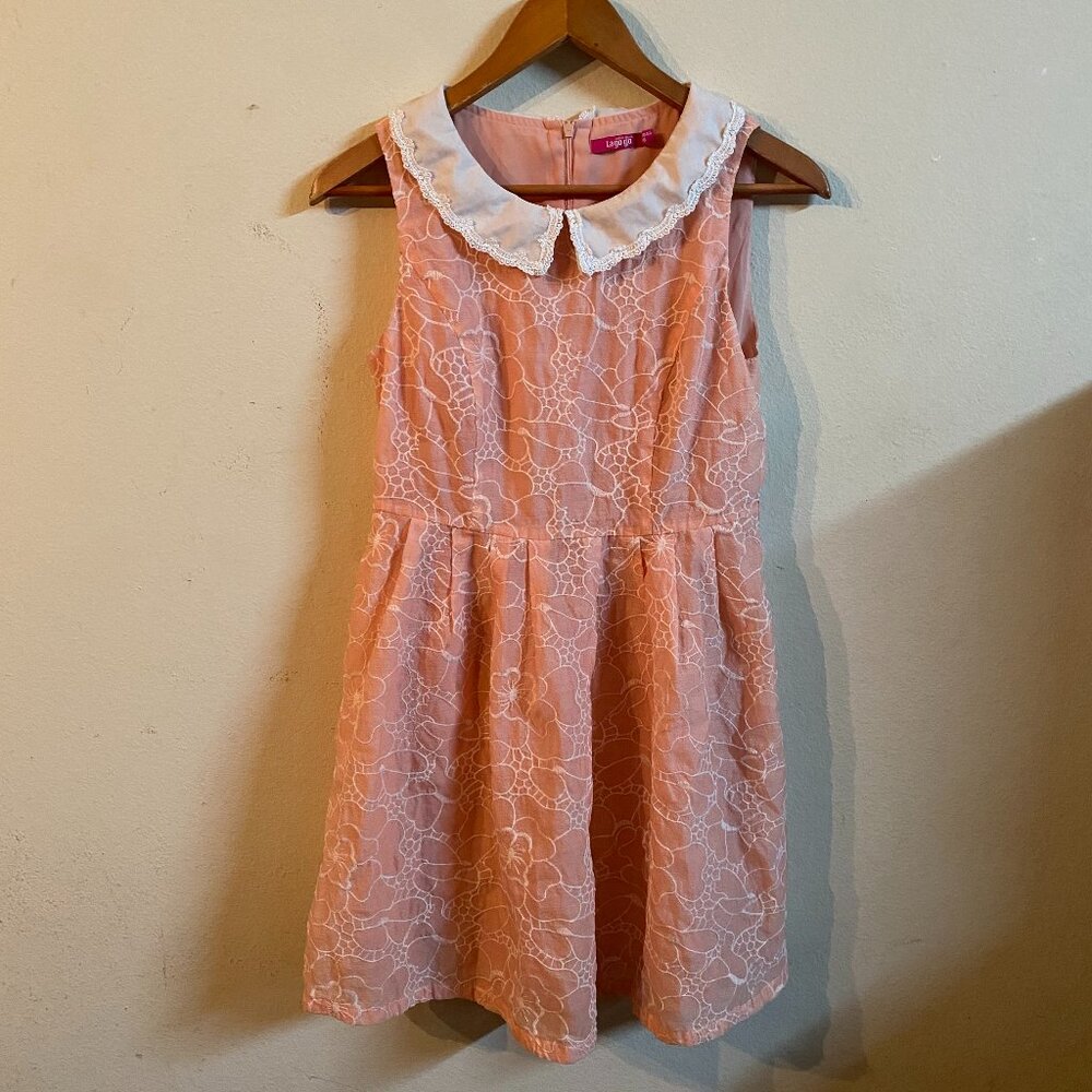 LAGO GO SIZE 38(160/84A)BLUSH PINK(PEACH-PINK) SLEEVELESS FIT-&-FLARE MINI DRESS